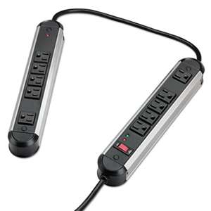 FELLOWES MFG. CO. Split Metal Surge Protector, 10 Outlets, 6 ft Cord, 1250 Joules, Black/Silver