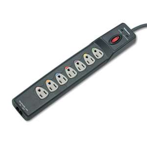 FELLOWES MFG. CO. Power Guard Surge Protector, 7 Outlets, 12 ft Cord, 1600 Joules, Gray