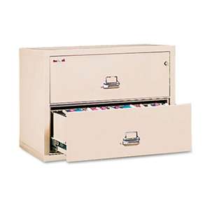 FIRE KING INTERNATIONAL Two-Drawer Lateral File, 37-1/2w x 22-1/8d, UL Listed 350ø, Ltr/Legal, Parchment