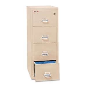 FIRE KING INTERNATIONAL Four-Drawer Vertical File, 17-3/4w x 25d, UL Listed 350ø, Letter, Parchment