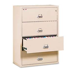 FIRE KING INTERNATIONAL Four-Drawer Lateral File, 31-1/8 x 22-1/8, UL Listed 350ø, Ltr/Legal, Parchment