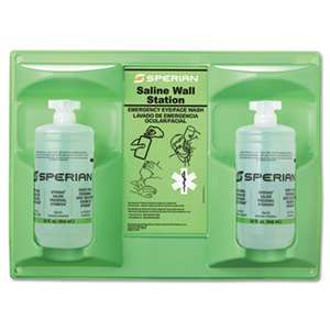 HONEYWELL ENVIRONMENTAL Saline Eye Wash Wall Station, 32oz Bottle, 2 Bottles/Station