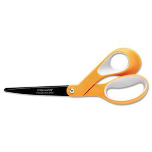 FISKARS MANUFACTURING CORP Premier Non-Stick Titanium Softgrip Scissors, 8" Length, Orange/Gray