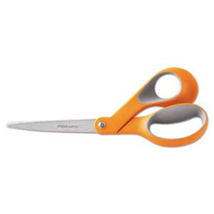 FISKARS MANUFACTURING CORP Home And Office Scissors, 8" Length, Softgrip Handle, Orange/Gray