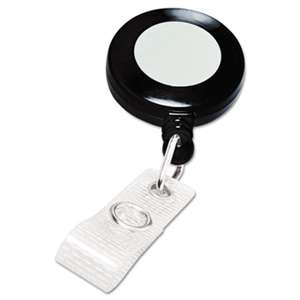 GBC-COMMERCIAL & CONSUMER GRP Retractable Name Badge Reel w/Clip, 3 ft Extension, Black, 25/Box