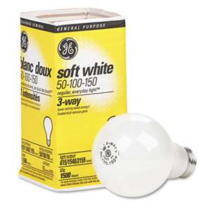GENERAL ELECTRIC CO. Three-Way Soft White Incandescent Globe Bulb, 50/100/150 Watts