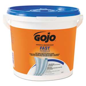 GO-JO INDUSTRIES FAST TOWELS Hand Cleaning Towels, 7 3/4 x 11, 130/Bucket, 4 Buckets/Carton