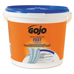 GO-JO INDUSTRIES FAST TOWELS Hand Cleaning Towels, Cloth, 9 x 10, White 225/Bucket