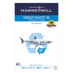HAMMERMILL/HP EVERYDAY PAPERS Great White Recycled Copy Paper, 92 Brightness, 20lb, 11 x 17, 500 Sheets/Ream