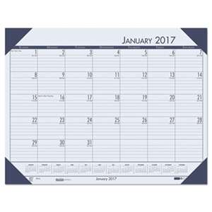 HOUSE OF DOOLITTLE Recycled EcoTones Ocean Blue Monthly Desk Pad Calendar, 22 x 17, 2017