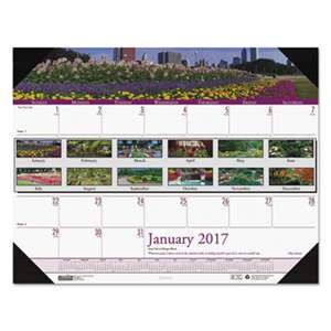 HOUSE OF DOOLITTLE Recycled Gardens of the World Photo Monthly Desk Pad Calendar, 22 x 17, 2017