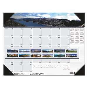 HOUSE OF DOOLITTLE Recycled Mountains of the World Photo Monthly Desk Pad Calendar, 22 x 17, 2017