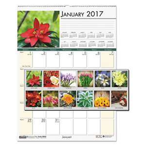 HOUSE OF DOOLITTLE Recycled Floral Monthly Wall Calendar, 12 x 16 1/2, 2017