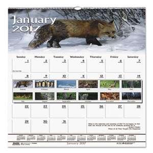 HOUSE OF DOOLITTLE Recycled Wildlife Scenes Monthly Wall Calendar, 12 x 16 1/2, 2017