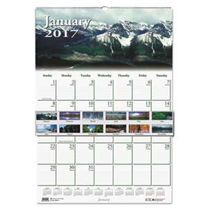 HOUSE OF DOOLITTLE Recycled Scenic Beauty Monthly Wall Calendar, 12 x 16 1/2, 2017