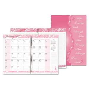 HOUSE OF DOOLITTLE Recycled Breast Cancer Awareness Monthly Planner/Journal, 7 x 10, Pink, 2017