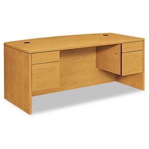 HON COMPANY 10500 Series Bow Front Desk, 3/4 Height Dbl Pedestals, 72 x 36 x 29-1/2, Harvest