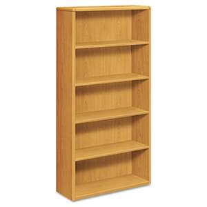 HON COMPANY 10700 Series Wood Bookcase, Five Shelf, 36w x 13 1/8d x 71h, Harvest