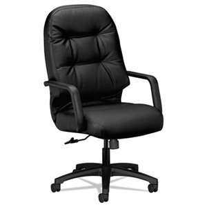 HON COMPANY 2090 Pillow-Soft Series Executive Leather High-Back Swivel/Tilt Chair, Black