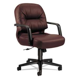 HON COMPANY 2090 Pillow-Soft Series Managerial Leather Mid-Back Swivel/Tilt Chair, Burgundy