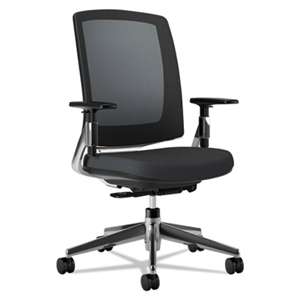 HON COMPANY Lota Series Mesh Mid-Back Work Chair, Black Fabric, Polished Aluminum Base