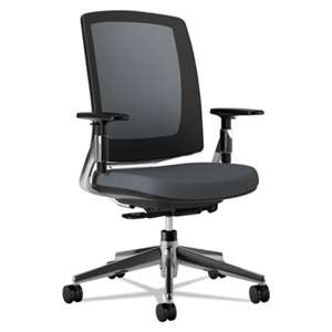 HON COMPANY Lota Series Mesh Mid-Back Work Chair, Charcoal Fabric, Polished Aluminum Base