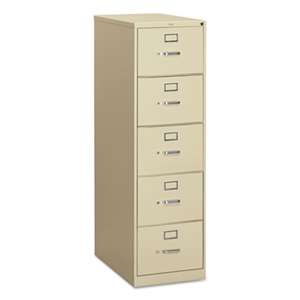 HON COMPANY 310 Series Five-Drawer, Full-Suspension File, Legal, 26-1/2d, Putty
