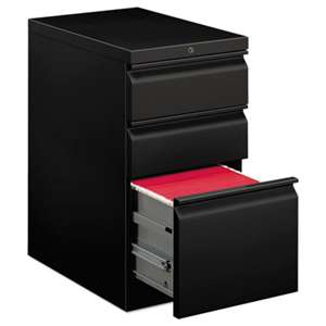 HON COMPANY Efficiencies Mobile Pedestal File with One File/Two Box Drawers, 22-7/8d, Black