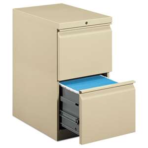 HON COMPANY Efficiencies Mobile Pedestal File w/Two File Drawers, 22-7/8d, Putty