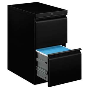 HON COMPANY Efficiencies Mobile Pedestal File w/Two File Drawers, 22-7/8d, Black