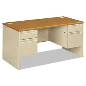 HON COMPANY 38000 Series Double Pedestal Desk, 60w x 30d x 29-1/2h, Harvest/Putty