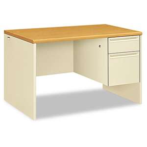 HON COMPANY 38000 Series Right Pedestal Desk, 48w x 30d x 29-1/2h, Harvest/Putty