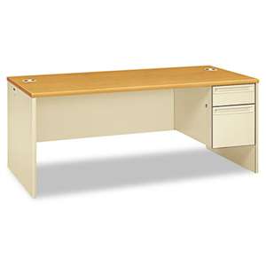 HON COMPANY 38000 Series Right Pedestal Desk, 72w x 36d x 29-1/2h, Harvest/Putty