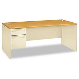 HON COMPANY 38000 Series Left Pedestal Desk, 72w x 36d x 29-1/2h, Harvest/Putty