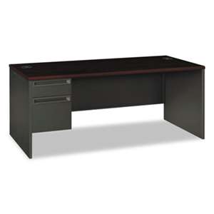 HON COMPANY 38000 Series Left Pedestal Desk, 72w x 36d x 29-1/2h, Mahogany/Charcoal