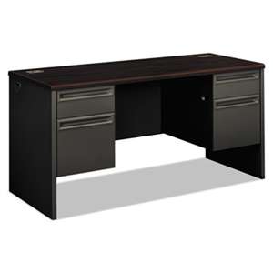 HON COMPANY 38000 Series Kneespace Credenza, 60w x 24d x 29-1/2h, Mahogany/Charcoal