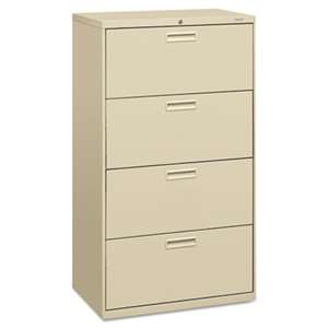 HON COMPANY 500 Series Four-Drawer Lateral File, 30w x 19-1/4d x 53-1/4h, Putty