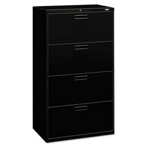 HON COMPANY 500 Series Four-Drawer Lateral File, 30w x 19-1/4d x 53-1/4h, Black