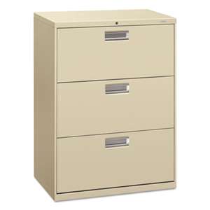 HON COMPANY 600 Series Three-Drawer Lateral File, 30w x 19-1/4d, Putty