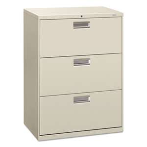HON COMPANY 600 Series Three-Drawer Lateral File, 30w x 19-1/4d, Light Gray