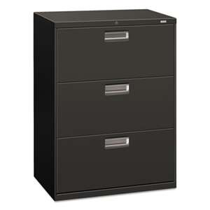 HON COMPANY 600 Series Three-Drawer Lateral File, 30w x 19-1/4d, Charcoal