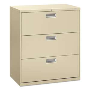 HON COMPANY 600 Series Three-Drawer Lateral File, 36w x 19-1/4d, Putty