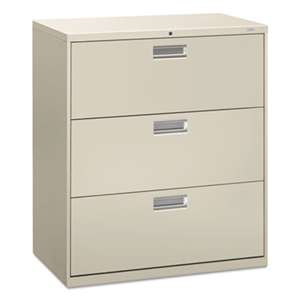 HON COMPANY 600 Series Three-Drawer Lateral File, 36w x 19-1/4d, Light Gray