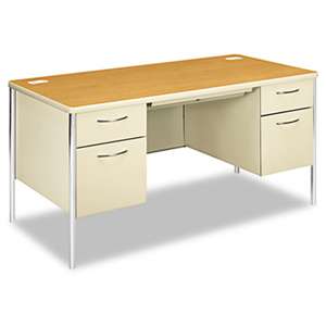 HON 88962CL Mentor Series Double Pedestal Desk, 60w x 30d x 29-1/2h, Harvest/Putty