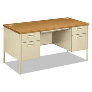 HON COMPANY Metro Classic Double Pedestal Desk, 60w x 30d x 29 1/2h, Harvest/Putty