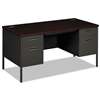 HON COMPANY Metro Classic Double Pedestal Desk, 60w x 30d x 29 1/2h, Mahogany/Charcoal