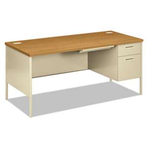 HON COMPANY Metro Classic Right Pedestal Desk, 66w x 30d, Harvest/Putty