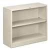 HON COMPANY Metal Bookcase, Two-Shelf, 34-1/2w x 12-5/8d x 29h, Light Gray