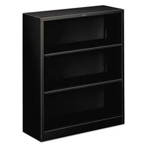 HON COMPANY Metal Bookcase, Three-Shelf, 34-1/2w x 12-5/8d x 41h, Black