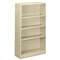 HON COMPANY Metal Bookcase, Four-Shelf, 34-1/2w x 12-5/8d x 59h, Putty